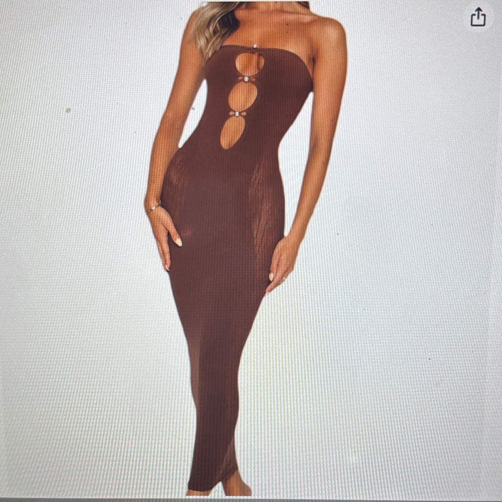Brown Bodycon Dress - Picture 3 of 3